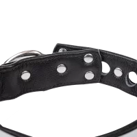 Rimba Leder Halsband mit Vorhängeschloss Silber Schwarz