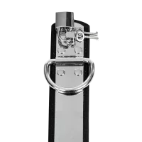 Rimba Leder Handfesseln mit Vorhängeschloss Silber Schwarz