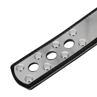 Rimba Leder Handfesseln mit Vorhängeschloss Silber Schwarz