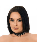 Rimba Halsband verziert mit Spikes Schwarz M-L