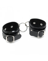 Rimba Handfesseln mit Ring aus Leder Schwarz