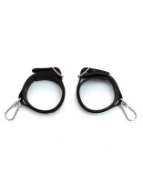 Rimba Handfesseln mit Karabinerhaken aus Leder Schwarz