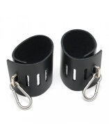 Rimba Handfesseln mit Karabinerhaken aus Leder Schwarz