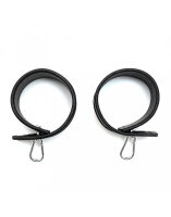 Rimba Luxe Leather Handcuffs with Carabiner Hook Black