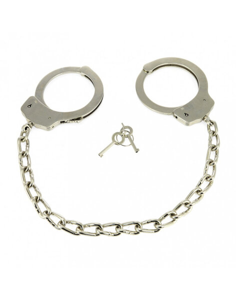 Rimba Police Leg Cuffs with Chain Metal Silver