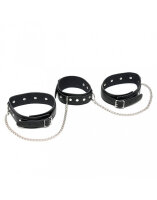 Rimba Neck and Thigh Cuffs Combo with Chains Black