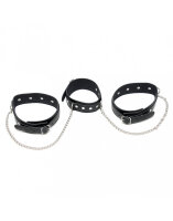 Rimba Neck and Thigh Cuffs Combo with Chains Black