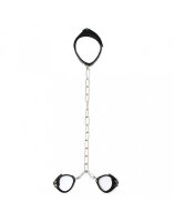 Rimba Hals-Handfessel Kombi mit Ketten Silber Schwarz