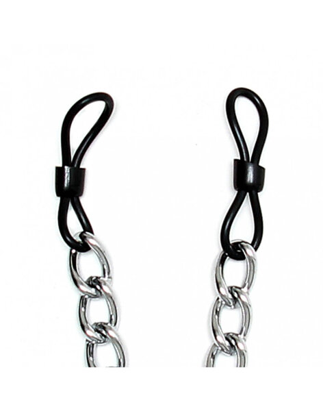 Rimba Gummi Brustklammern mit Kette Silber Schwarz 2 Stück