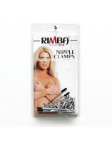 Rimba Nippelklemmen mit Kette Schwarz Silber 2 Stück
