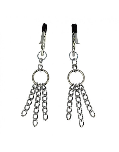 Rimba Nipple Clamps with Metal Chains Silver 2 Pieces