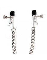 Rimba Nipple Clamps with Chain Black Silver 2 Pieces