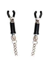 Rimba Nipple Clamps with Chain Silver Black 2 Pieces