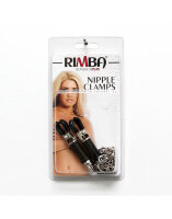 Rimba Nipple Clamps with Chain Silver Black 2 Pieces