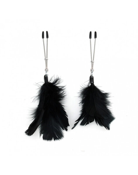 Rimba Nipple Clamps with Feathers Black Silver 2 Pieces