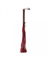 Rimba Whip with 12 Hand-Braided Leather Strands Red Black