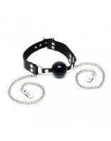 Rimba Mundknebel mit Silikonball und Nippelklemmen...