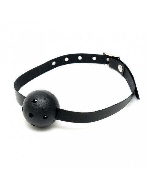 Rimba Ball Gag mit Lederriemen Schwarz