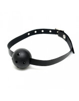 Rimba Ball Gag mit Lederriemen Schwarz