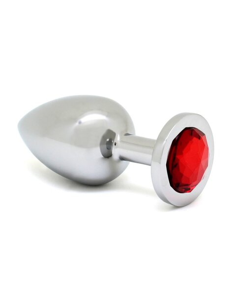 Rimba Analplug mit Kristall Silber Rot Ø 4 cm
