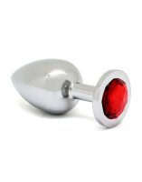 Rimba Analplug mit Kristall Silber Rot Ø 4 cm
