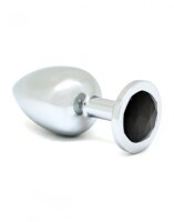 Rimba Analplug mit Kristall Silber Schwarz Ø 4 cm