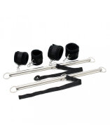 Rimba Spreizstange mit weichen Fesseln Schwarz Silber 50 cm