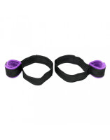 Rimba Soft Bondage Upper Leg to Wrist Cuffs 2-Piece Purple Black