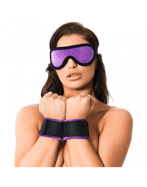 Rimba Soft Bondage Hand Cuffs with Mask Purple Black