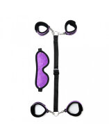 Rimba Soft Hand to Ankle Cuff Set mit Maske 4 teilig Lila Schwarz