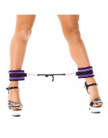 Rimba Soft Bondage Ankle Cuffs with Spreader Strap Purple Black