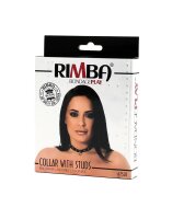 Rimba Halsband mit Ring und Nieten Schwarz 32-44 cm