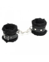 Rimba Luxe Padded Ankle Cuffs with Fur Black