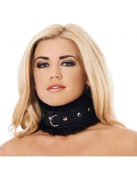 Rimba Padded Collar with Fur Black 35.5–48 cm