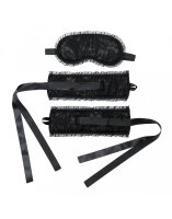 Rimba Satin Look Handschellen mit Maske Schwarz