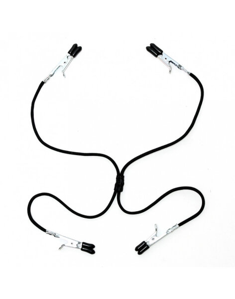 Rimba Nipple and Labia Clamps with Elastic Band Black Silver