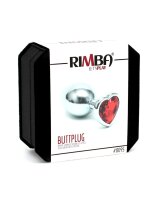 Rimba Analplug mit herzförmiger Basis Silber Rot Ø 3 cm