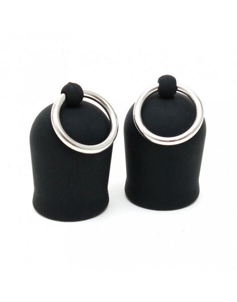 Rimba Nipple Sucker with Ring Black Silver Ø 2.5 cm