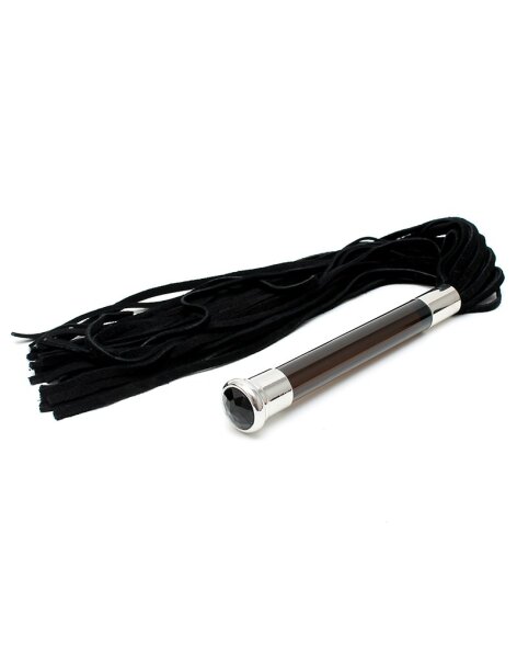 Rimba Suede Flogger with glass handle and crystal 58 cm