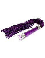 Rimba Suede Flogger mit Griff aus Glas Lila Silber 58 cm