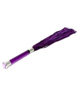 Rimba Suede Flogger mit Griff aus Glas Lila Silber 58 cm