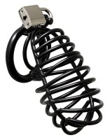 Rimba metal chastity cage with lock black 12 cm