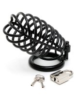 Rimba metal chastity cage with lock black 12 cm