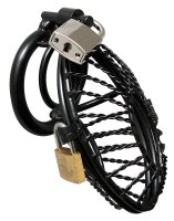 Rimba metal chastity cage with lock black Ø 4.5 cm...
