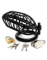 Rimba metal chastity cage with lock black Ø 4.5 cm...