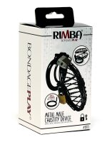Rimba metal chastity cage with lock black Ø 4.5 cm - 5 cm