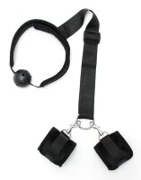 Rimba ball gag with handcuffs black Ø 4.5 cm