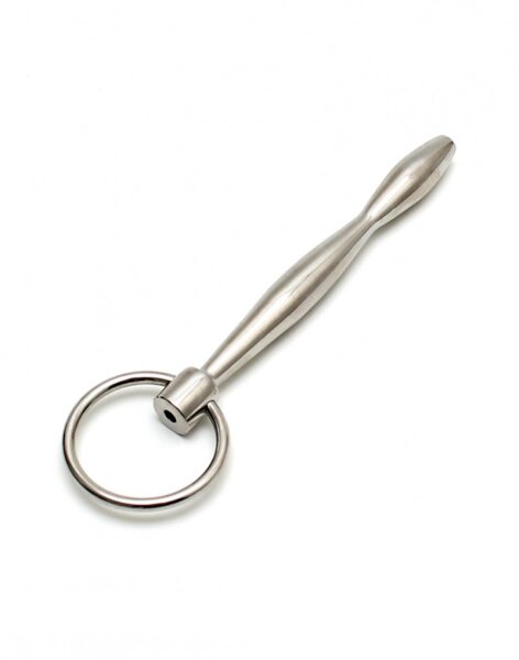 Rimba Hollow Urethral Plug with Ring Silver Ø 1 cm
