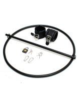 Rimba Restraint Ring with leather cuffs and padlock