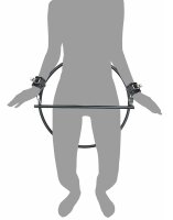 Rimba Restraint Ring with leather cuffs and padlock